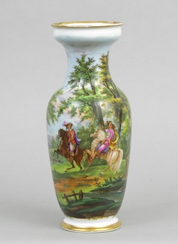 Appraisal: A Hand Painted Porcelain Vase with a Hunting Scene This