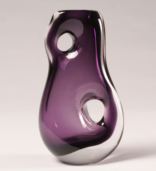 Appraisal: Kosta Swedish purple double pierced art glass vase attributed to