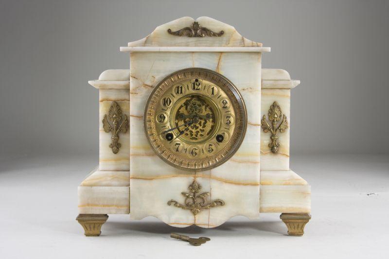 Appraisal: Waterbury Marble Mantel Clock brass works marked Waterbury Clock Co