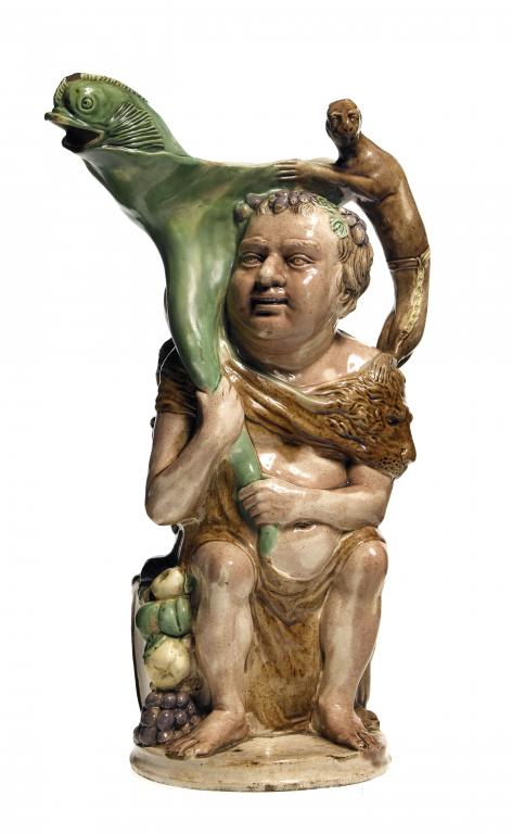 Appraisal: A STAFFORDSHIRE PEARLWARE BACCHUS JUG modelled by John Voyez the