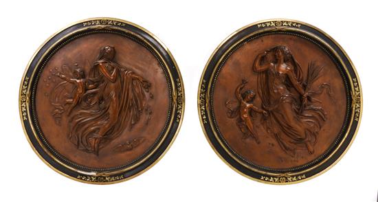 Appraisal: Sale Lot Two Continental Bronzed Metal Relief Plaques each of