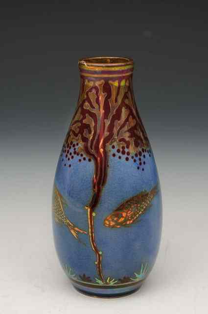 Appraisal: A Pilkington's lustre miniature vase decorated by Richard Joyce fish