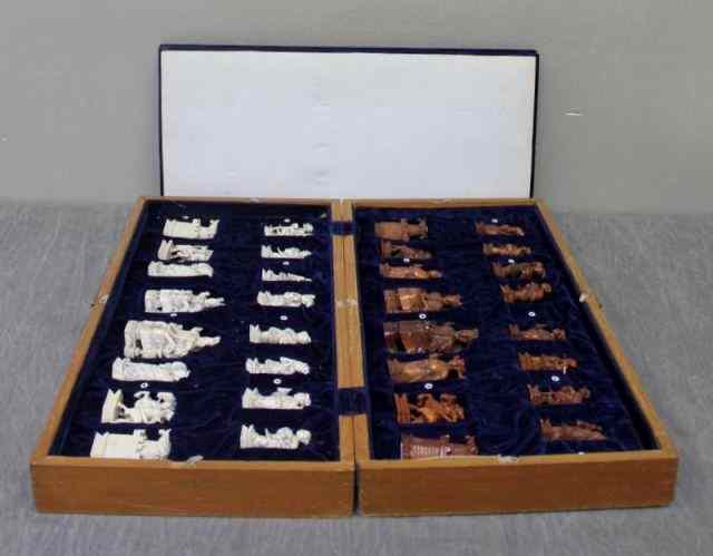 Appraisal: Asian Ivory or Bone Chess Set From the now defunct