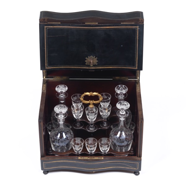 Appraisal: VICTORIAN TANTALUS SET TH CENTURY x x The case resting