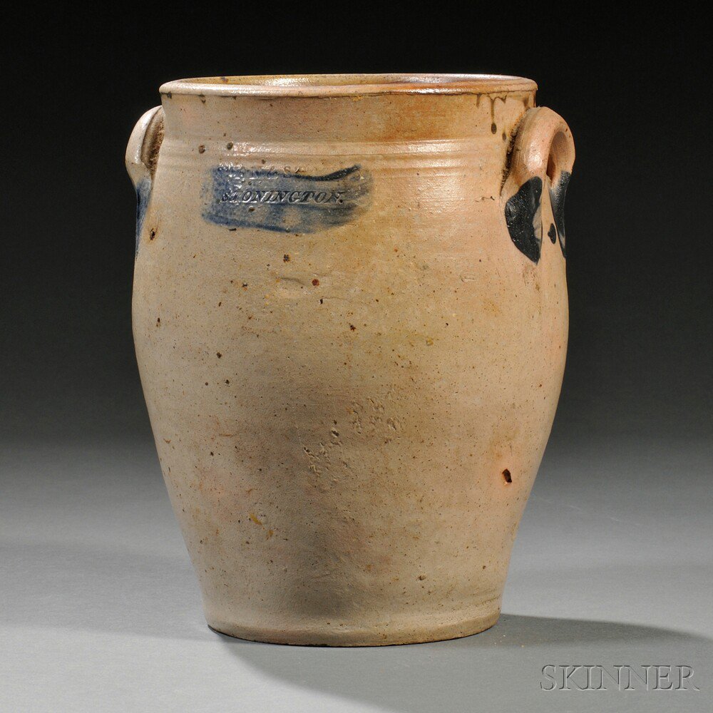 Appraisal: Stoneware Ovoid Jar Joshua Swan and Ichabod States Long Point