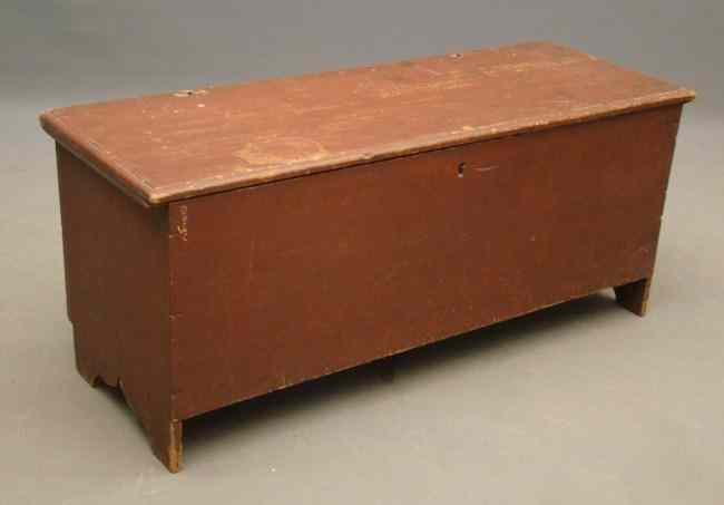 Appraisal: th c bootjack base blanket box in old red paint