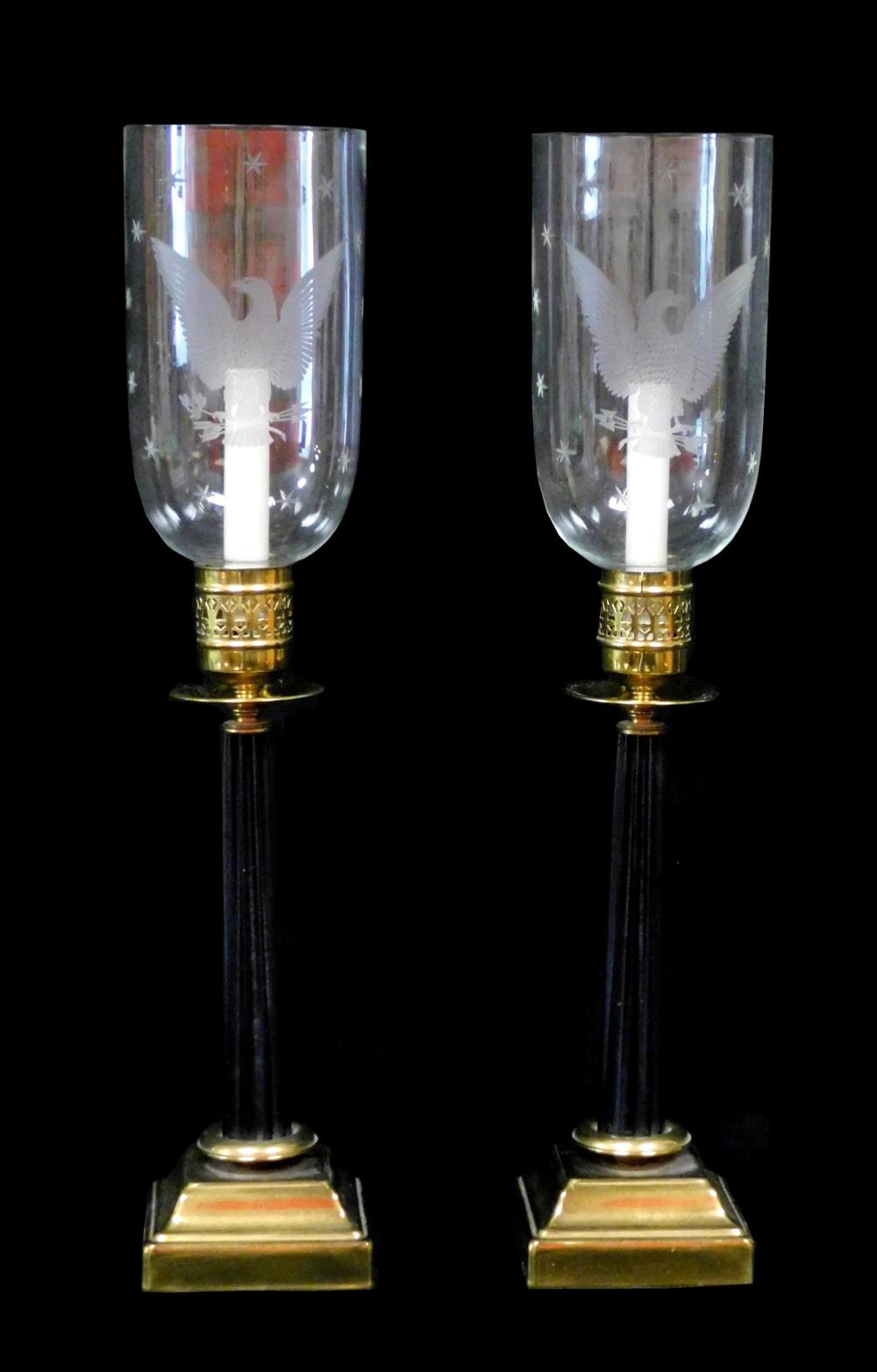 Appraisal: Pair of Federal form candleholders electrified into lamps each with