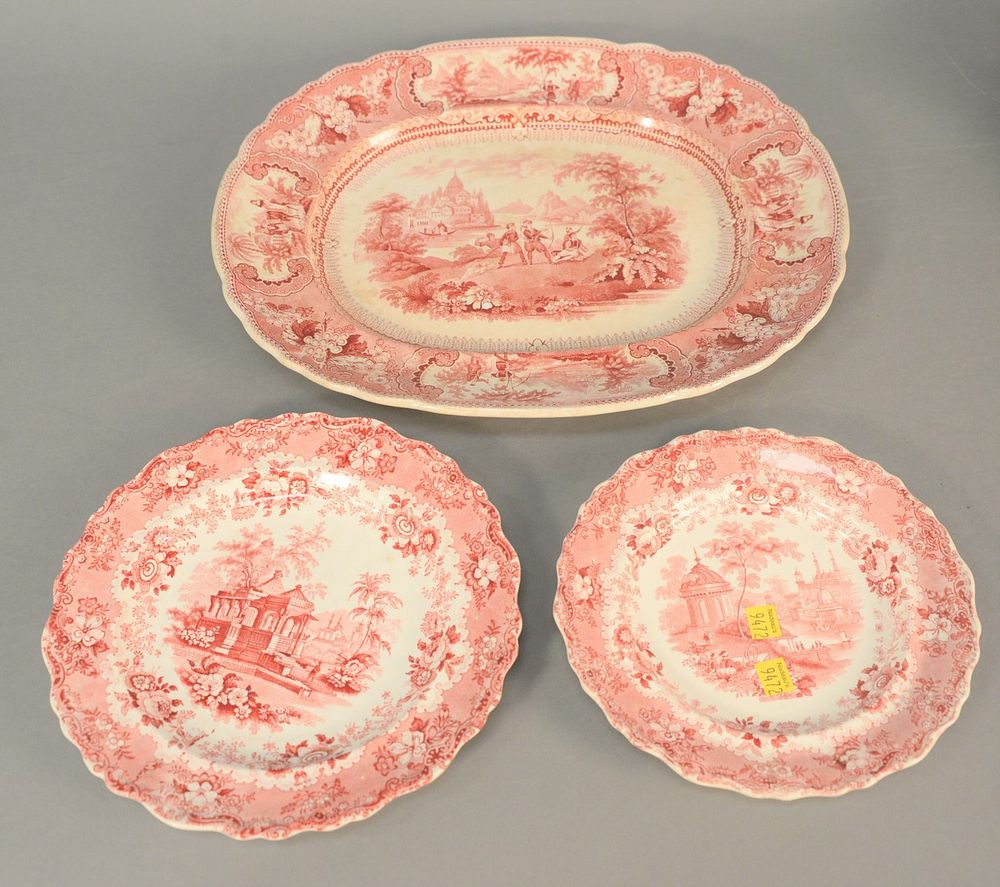 Appraisal: Twenty three piece lot of red and white Staffordshire to