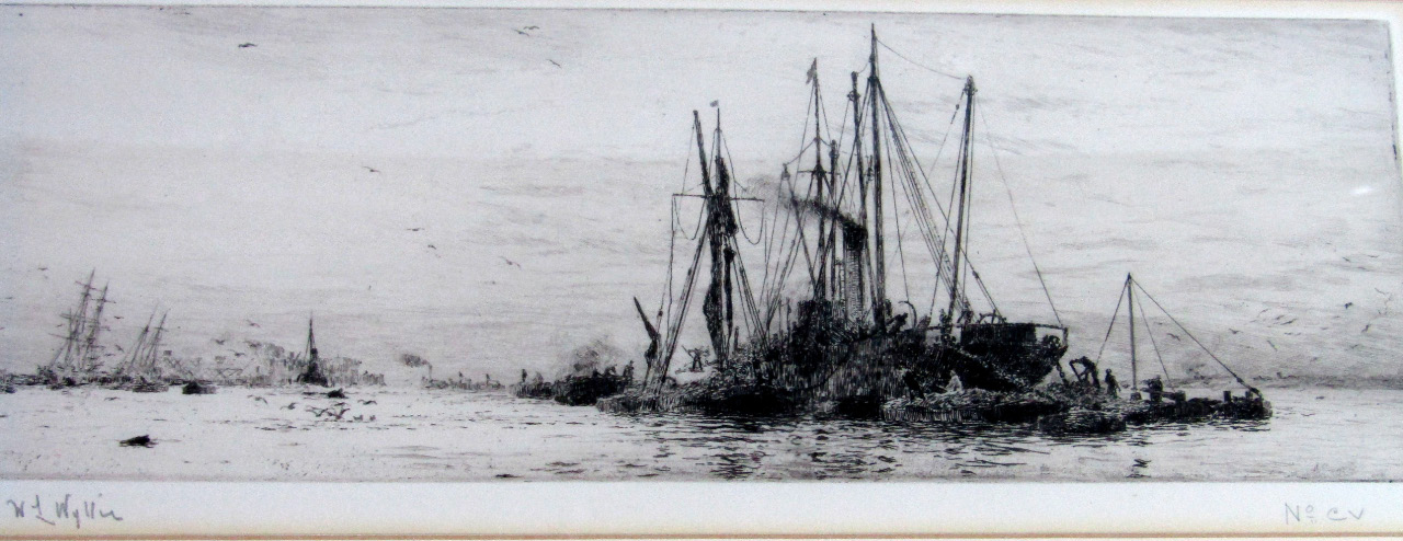 Appraisal: William Lionel Wyllie - Uncoaling on the Medway artist signed