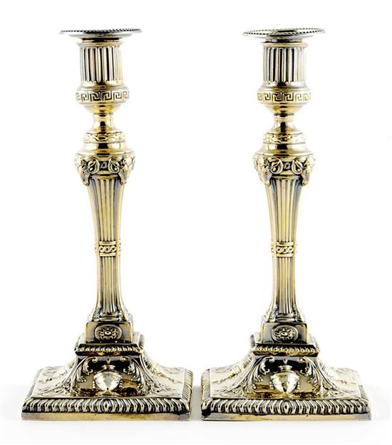 Appraisal: Fine pair George II vermeil Neoclassical candlesticks W Tucker Co