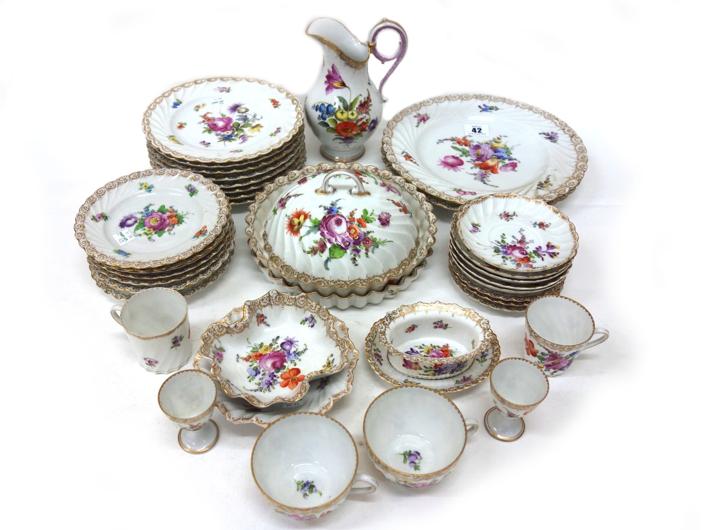 Appraisal: A collected Dresden porcelain tea and breakfast service th century