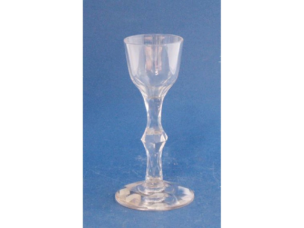 Appraisal: A GEORGE III WINE GLASS with a straight-sided tapering bowl