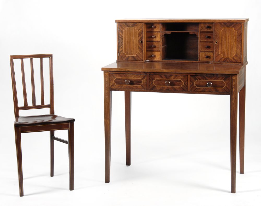 Appraisal: LADY'S WRITING DESK AND CHAIR Early th CenturyIn mahogany and