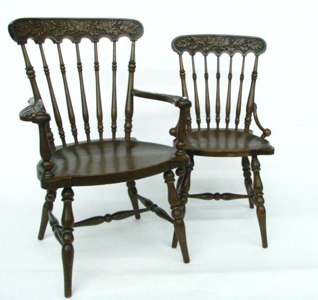 Appraisal: Two Antique Carved Oak Chairs one arm chair and one