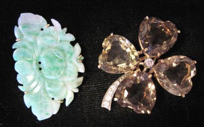 Appraisal: karat topaz and diamond clover leaf pinTogether with a karat