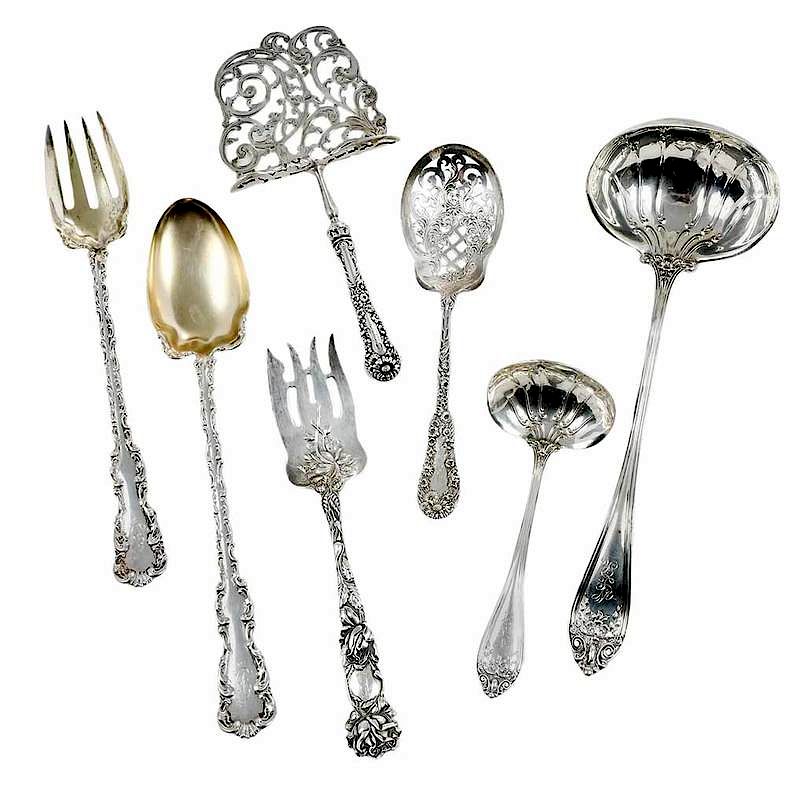 Appraisal: Seven Sterling Serving Pieces American th century including International ladles