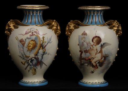 Appraisal: PAIR OF ENGLISH PORCELAIN QUEEN VICTORIA GOLDEN JUBILEE COMMEMORATIVE VASES