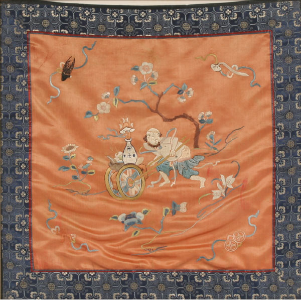 Appraisal: Antique handmade embroidered Chinese silk tapestry Approx x