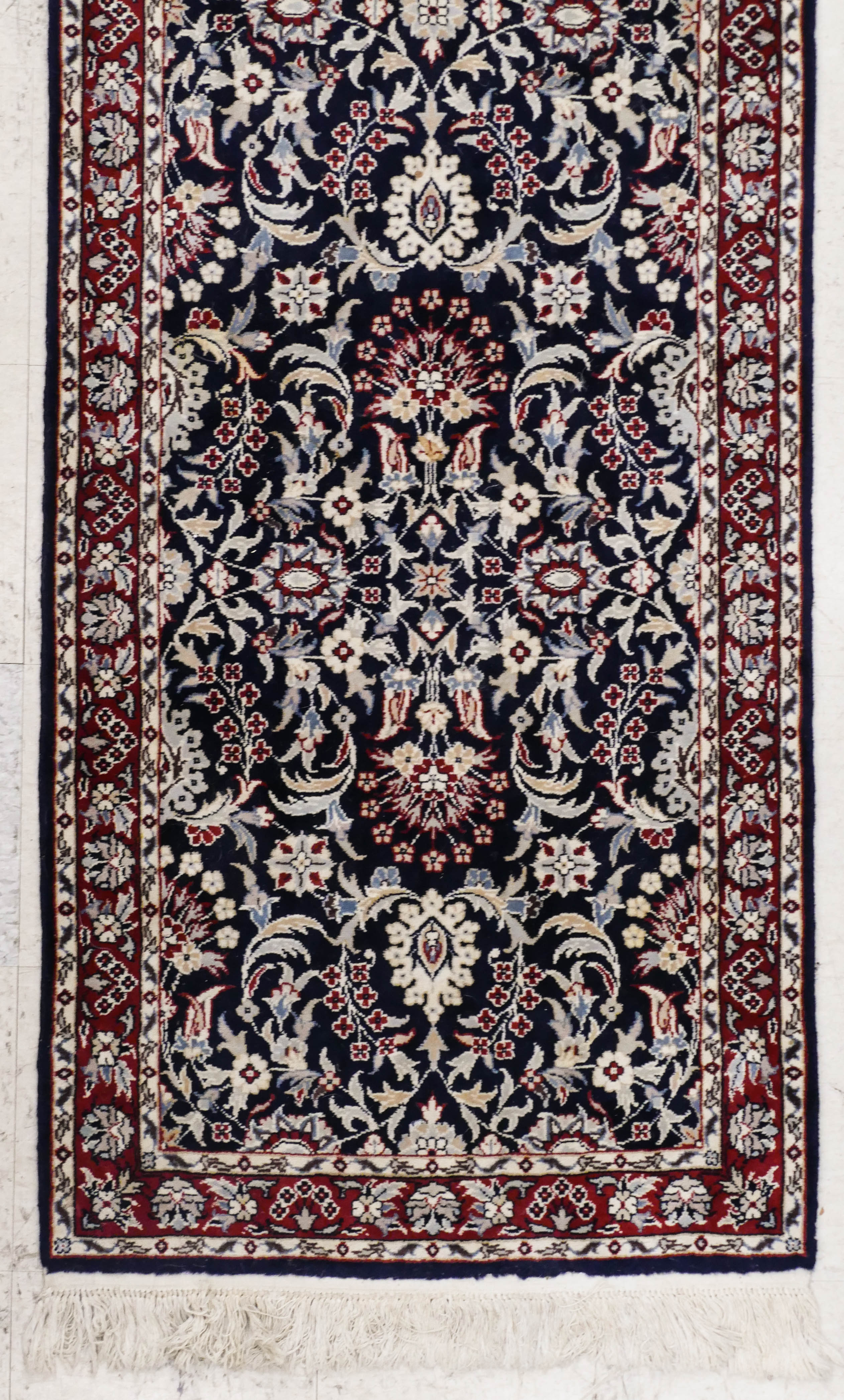 Appraisal: Fine Persian Floral Cobalt Field Runner Rug- ' ''x '