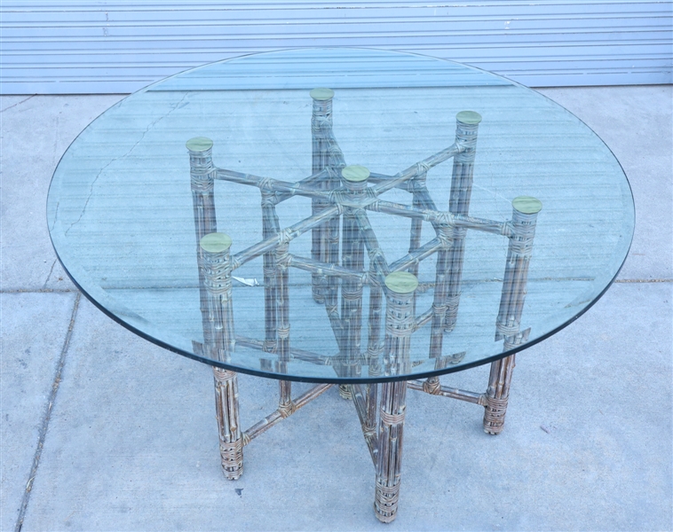 Appraisal: Center table with beveled glass top and bamboo base as-is