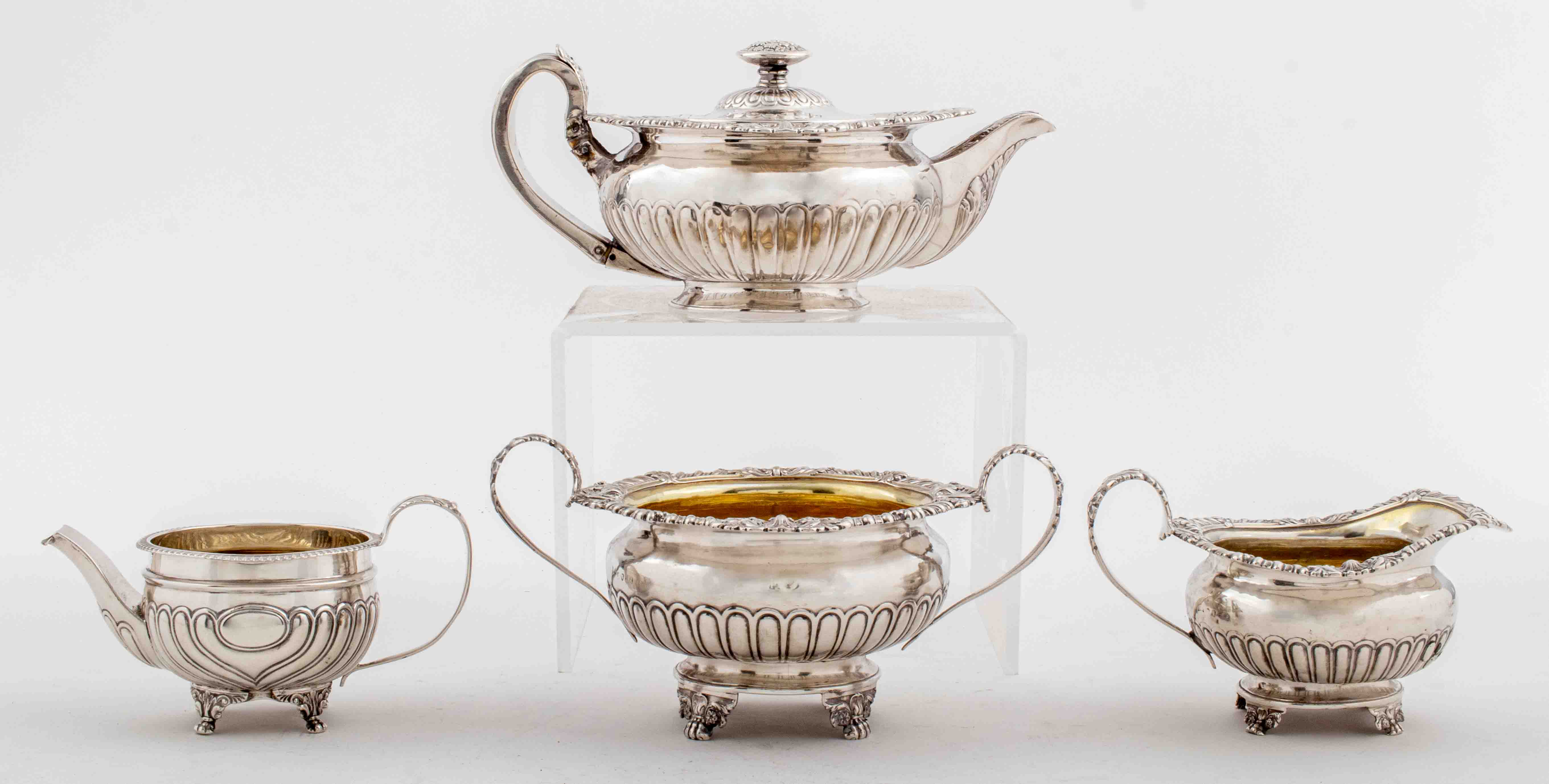 Appraisal: GEORGE III STERLING SILVER TEA SET George III sterling silver