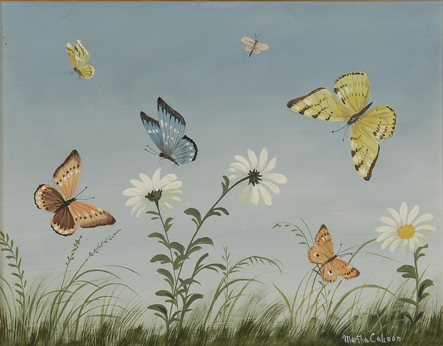 Appraisal: MARTHA FARHAM CAHOONAmerican - Butterflies and daisies Signed lower right