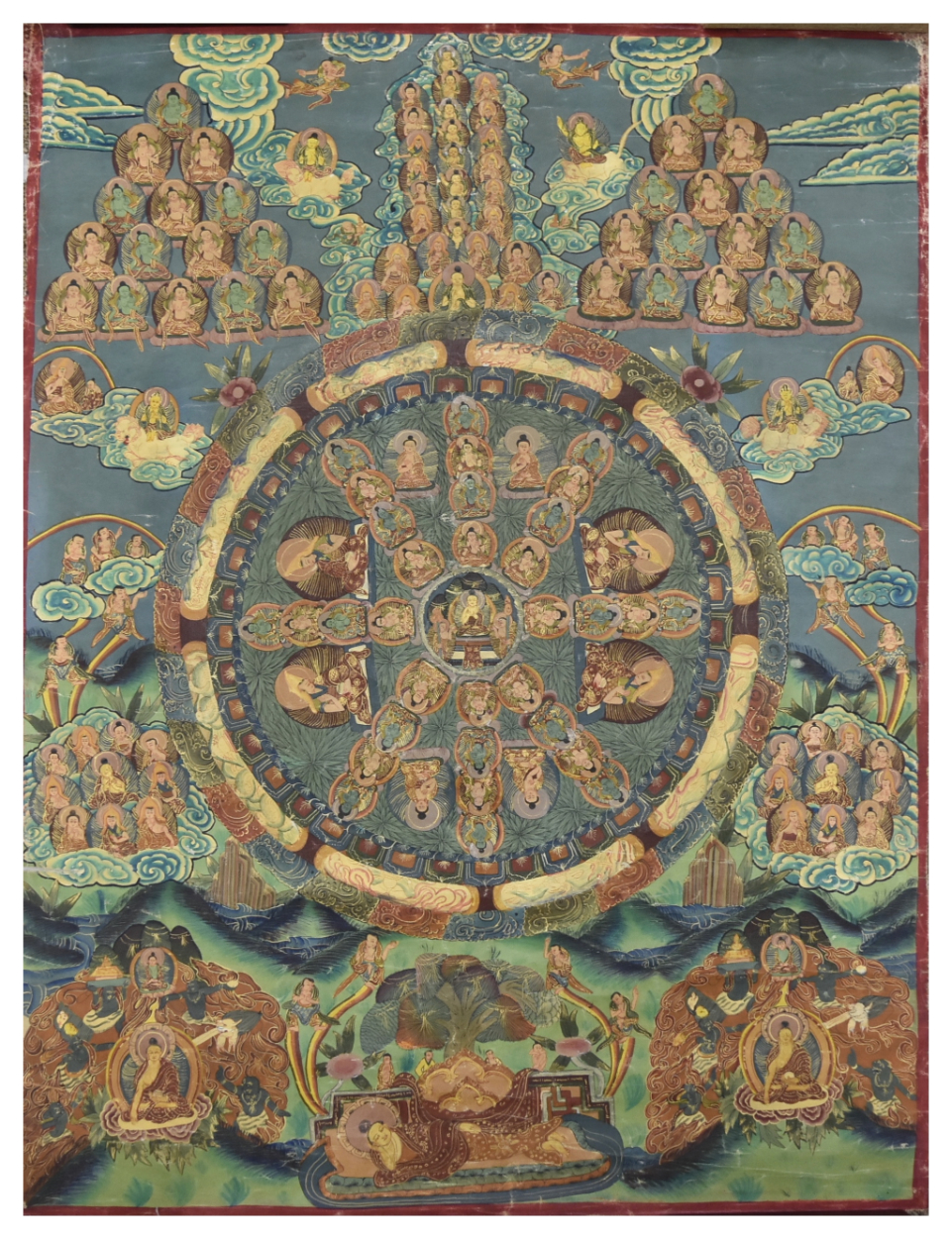 Appraisal: Chinese th C colorful and dense with detail this Tibetan