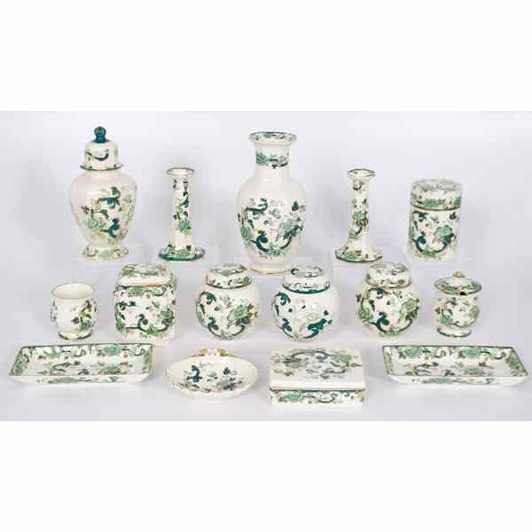 Appraisal: Mason's Ironstone Mandalay Chartreuse Tablewares British A fifteen-piece collection of