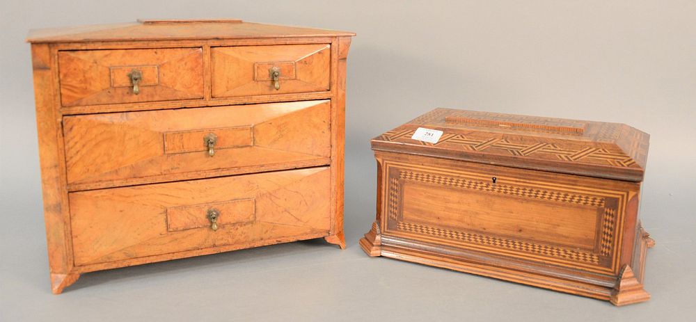 Appraisal: Two lift-top boxes to include dome top having parquetry top