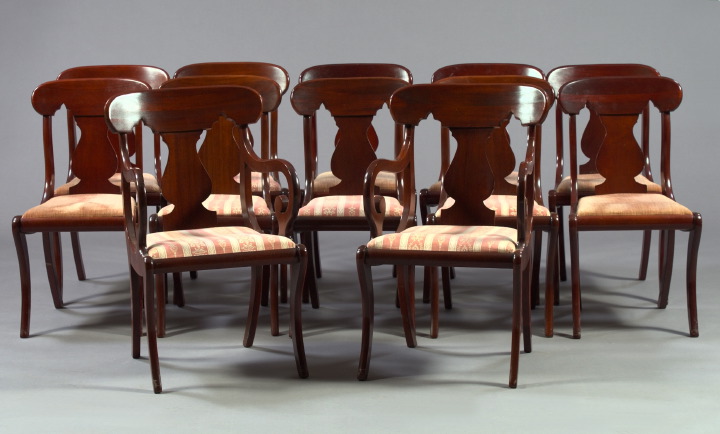 Appraisal: Suite of Twelve Mahogany Klismos-Form Dining Chairs consisting of two