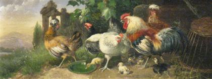 Appraisal: JULIUS SCHEURER german - EXOTIC FOWL Signed bottom left JUL