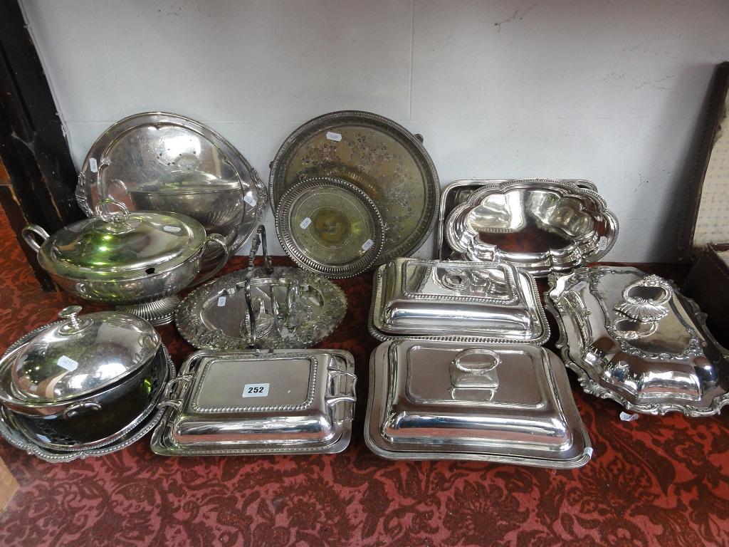 Appraisal: An extensive collection of plated wares including armorial entree dishes