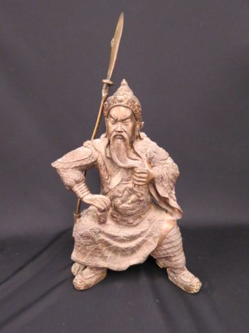 Appraisal: Chinese Bronze Statue of a Seated Warrior tall