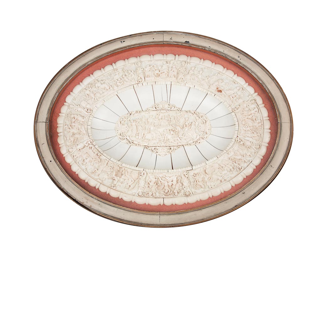 Appraisal: French Ivory Tray Dieppe th century Incorporated into a low