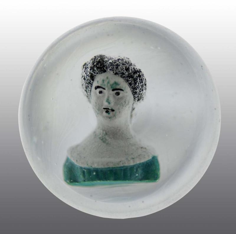 Appraisal: Sulphide Jenny Lind Painted Marble Description Polished surface Figure is