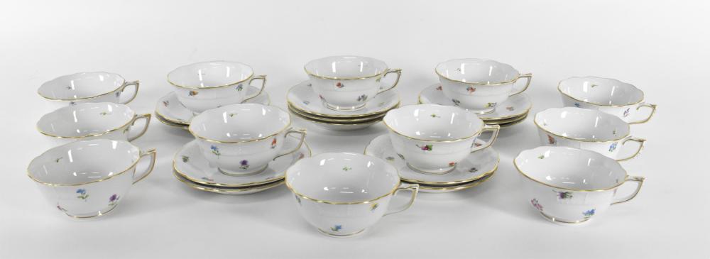 Appraisal: TWELVE HEREND PORCELAIN CUPS AND SAUCERS Marked In the Kimberley