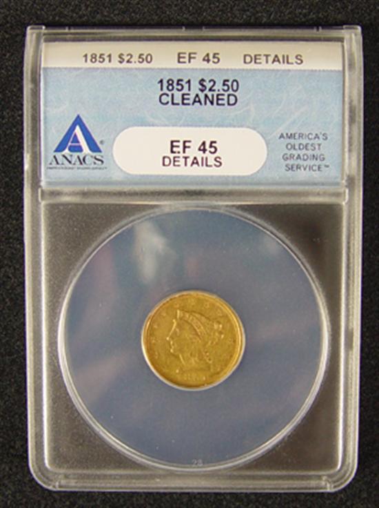 Appraisal: Liberty Gold Coin ANACS certified and graded XF details-cleaned