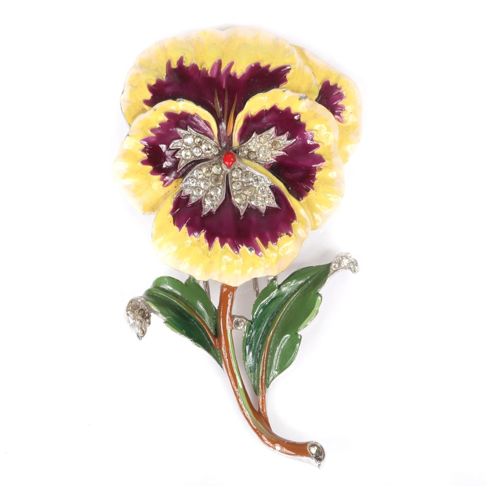 Appraisal: TRIFARI 'ALFRED PHILIPPE' FIGURAL PANSY FLOWER PIN CLIP WITH YELLOW