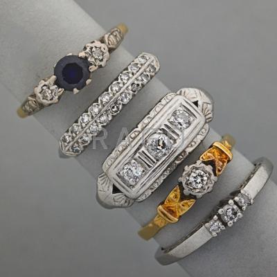 Appraisal: FIVE K GOLD OR PLATINUM DIAMOND RINGS One with lab