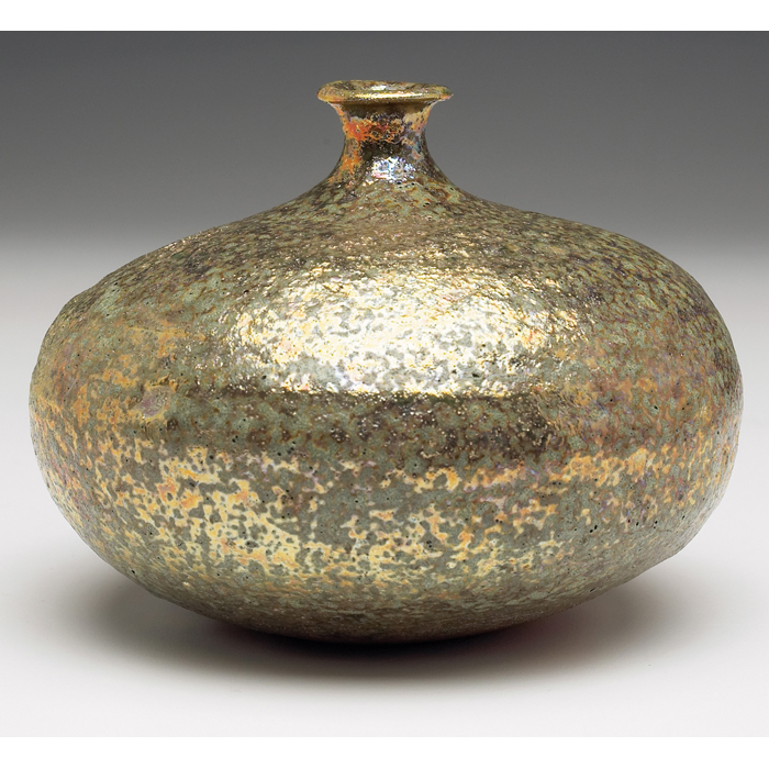 Appraisal: Fine Beatrice Wood vase bulbous shape covered in a golden