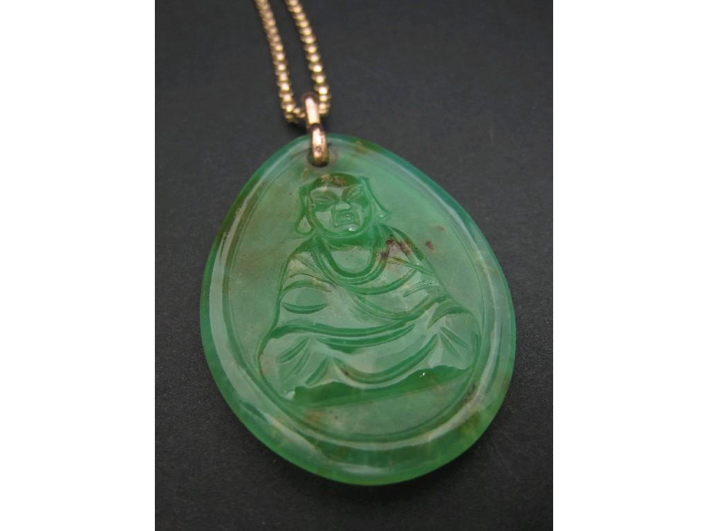 Appraisal: A Jade Pendant carved Budha on both sides on gold