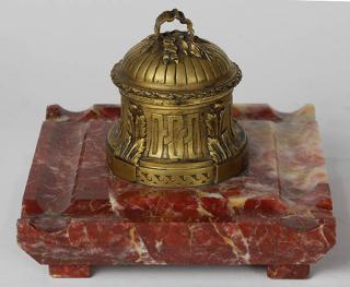 Appraisal: Louis XV style gilt bronze and marble inkwell Louis XV