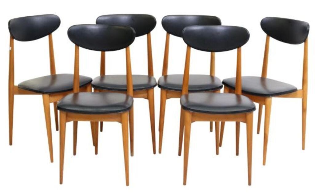 Appraisal: lot of Mid-century modern dining chairs c s black vinyl