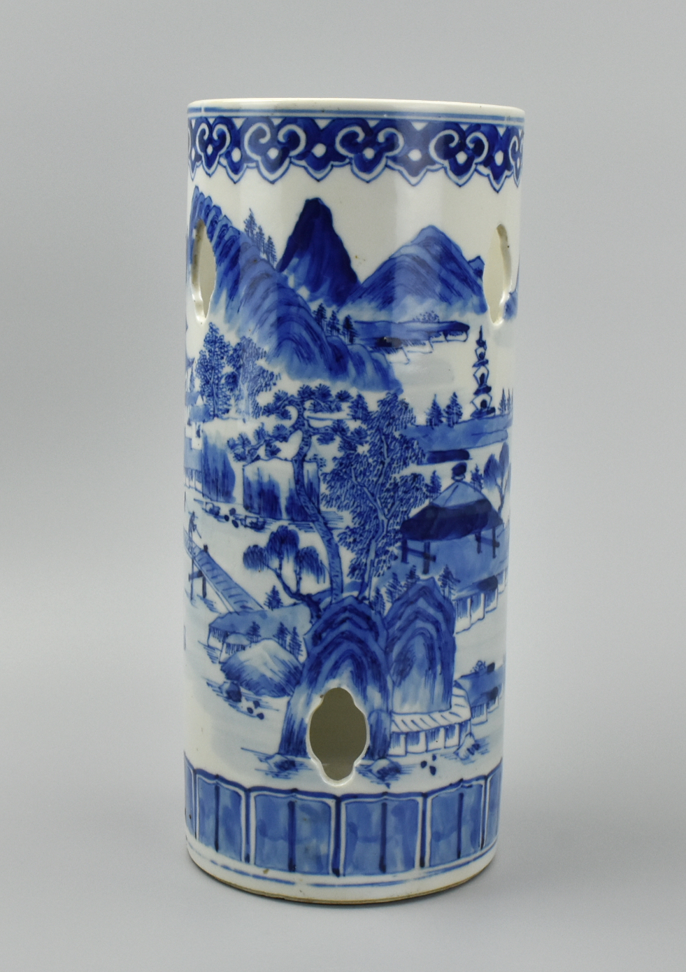 Appraisal: CHINESE B W HAT STAND W VILLLAGE SCENE TH C