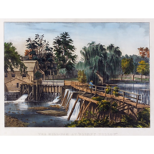 Appraisal: Currier Ives The Mill-Dam at Sleepy Hollow hand-colored engraving -