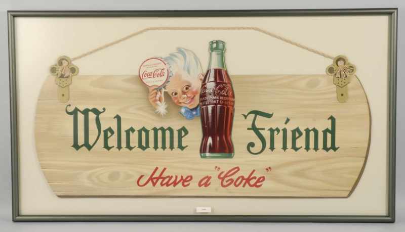 Appraisal: Cardboard Coca-Cola Welcome Friend Sign Description Nice image of Sprite