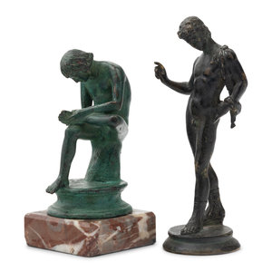 Appraisal: Two Grand Tour Bronze Figures Depicting Narcissus and Spinario th