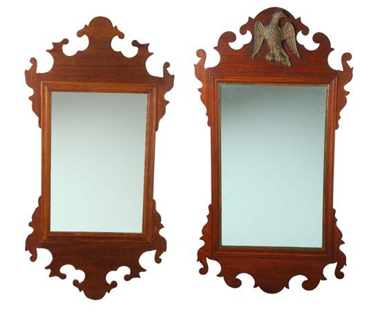 Appraisal: TWO MIRRORS American mahogany Chippendale mirror with eagle crest and