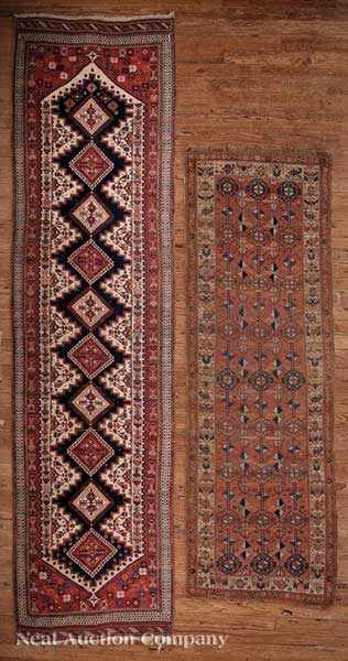 Appraisal: Two Semi-Antique Persian Runners one with repeating diamond and serrated