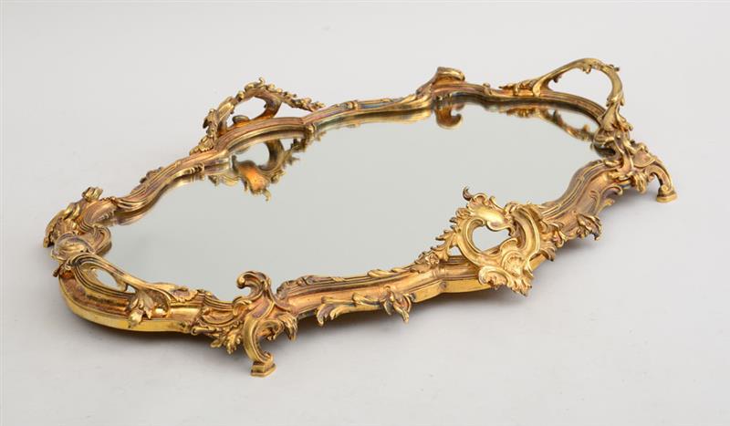 Appraisal: LOUIS XV STYLE GILT-BRONZE TWO-HANDLED SURTOUT DE TABLE The oblong